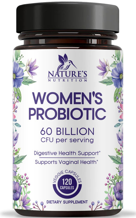 Probiotics for Women 60 Billion CFU - 16 Strains, Digestive Health, Vaginal pH & Immune Support, Prebiotics & Cranberry, Gut Health & Urinary Support, Shelf Stable Women's Probiotic - 120 Capsules
