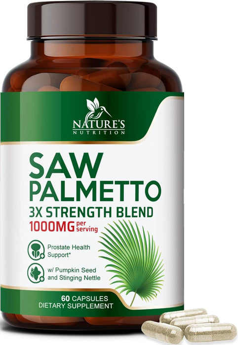 Saw Palmetto for Men 1000MG Prostate Health Supplement - Saw Palmetto Extract Prostate Support Supplement, Prostate Supplements for Men's Health Support, Prostate Urinary Health Support, 60 Capsules