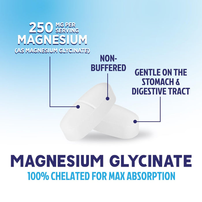 Magnesium Glycinate 250mg - 100% Chelated Magnesium for Max Absorption - Sleep Support, Muscle, Nerves, Bone & Heart Health Support, Best Mag Supplement, Vegan Non-GMO, 3rd Party Tested - 180 Tablets
