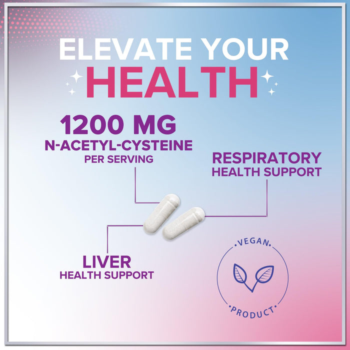 NAC Supplement – N-Acetyl L-Cysteine 1200mg – Supports Liver, Lung & Immune Health - Antioxidants for Respiratory Support & Fight Free Radicals – High Absorption, Non-GMO, Gluten-Free – 60 Capsules