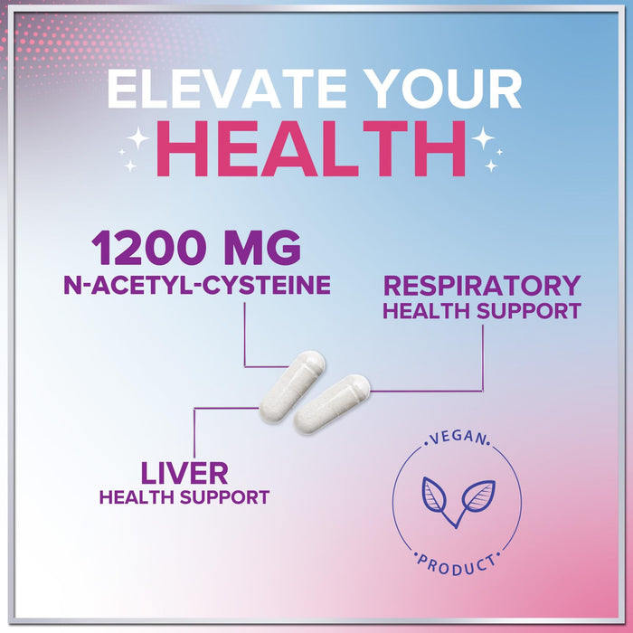NAC Supplement – N-Acetyl L-Cysteine 1200mg – Supports Liver, Lung & Immune Health - Antioxidants for Respiratory Support & Fight Free Radicals – High Absorption, Non-GMO, Gluten-Free – 60 Capsules