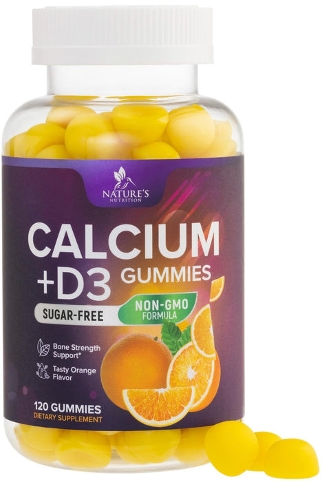 Chewable Calcium Supplements for Women & Men - Sugar Free Calcium with 400 IU Vitamin D3 Gummy for Bone, Teeth, & Immune Health Support - Non-GMO, Berry Flavored, Daily Vitamins Chews - 120 Gummies