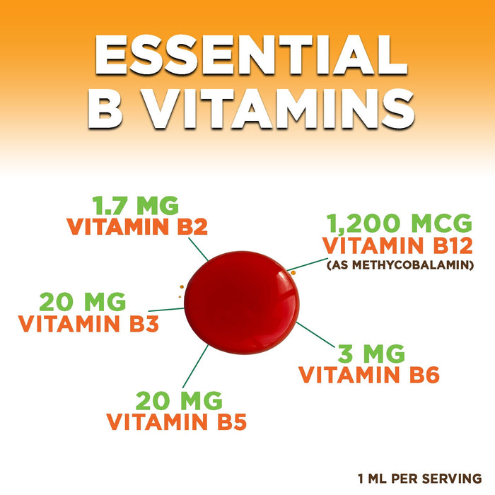 Vegan B-12 Vitamin Supplement Drops (Methylcobalamin) Extra Strength Super B Complex - Sublingual B12 Liquid for Immune Support, Heart Health & Cellular Energy Support, Raspberry Flavored - 2 Fl Oz
