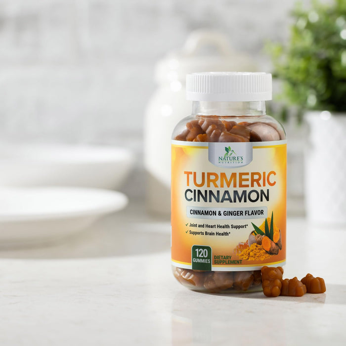 Turmeric Curcumin Supplement Gummies with Ginger & Cinnamon, 95% Curcuminoids Turmeric Curcumin Gummy with Black Pepper for Best Absorption, Nature's Vegan Joint Support Tumeric, Non-GMO, 120 Gummies