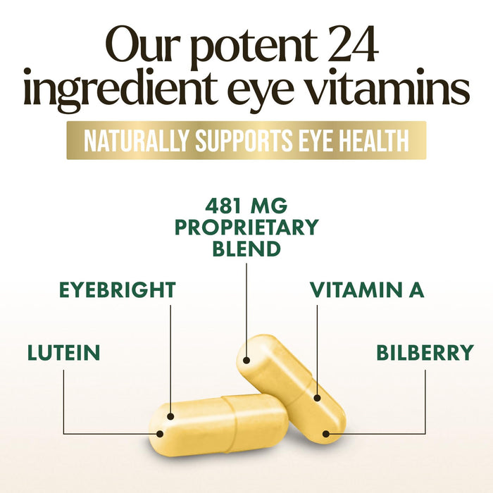 Eye Vitamins & Mineral Supplement - Contains Zinc, Copper, Lutein, & Zeaxanthin, Supports Dry Eye Strain, Vision Health for Adults, Non-GMO, Vegan Eye Care Pills & Minerals Supplements - 60 Capsules