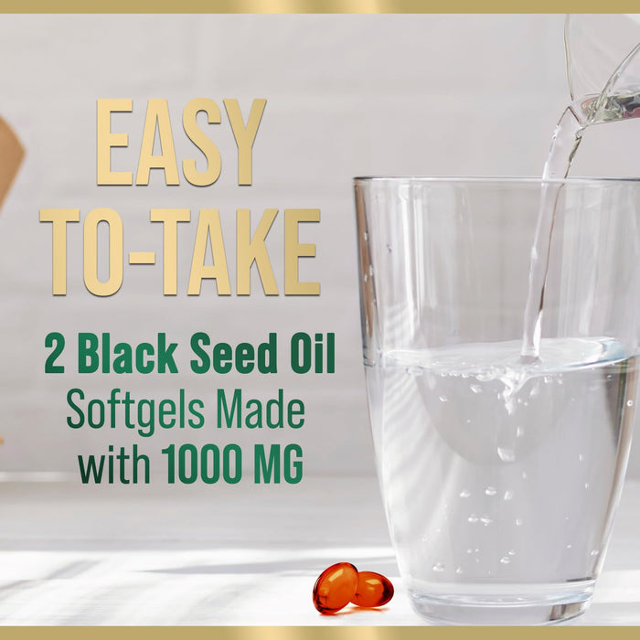 Black Seed Oil Softgels 1000mg - Premium Nigella Sativa Blackseed, Pure Natural Black Cumin Seed Oil & Antioxidant for Skin & Immune Support - Non GMO, Bottled in USA Supplement - 180 Softgels