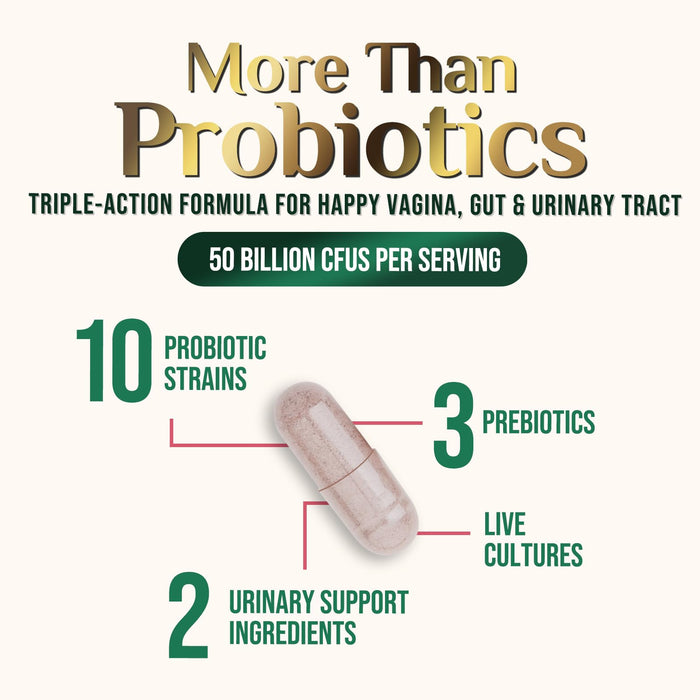 Vaginal Probiotics for Women - pH Balance, Digestive, UT & Feminine Health Support - 50 Billion CFU, 10 Probiotic Strains, Cranberry & Prebiotics - Vag Women Health Supplements - 120 Capsules