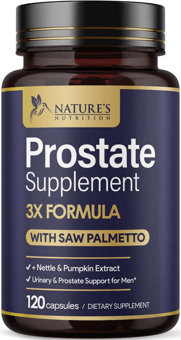 Prostate Health Supplements for Men - Support Complex 3X Formula with Saw Palmetto Blend Stinging Nettle Root & Pumpkin Seed Extract - Supports Bathroom Trips Prostate & Urinary Health - 120 Capsules