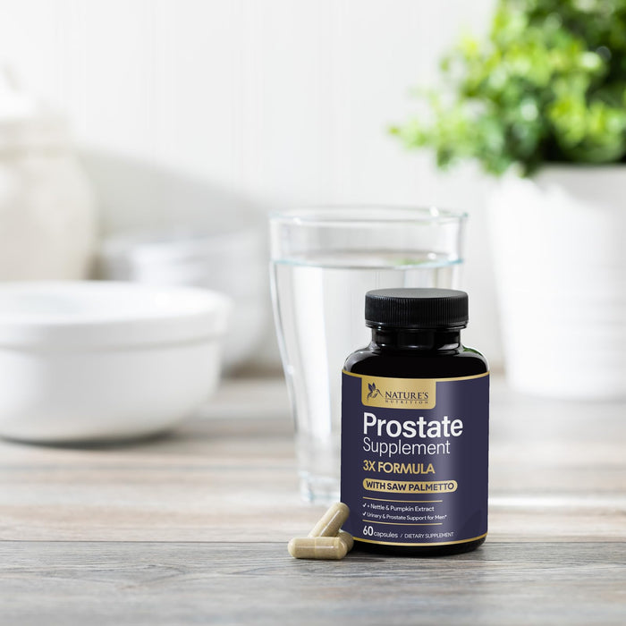 Prostate Health Supplements for Men - Support Complex 3X Formula with Saw Palmetto Blend Stinging Nettle Root & Pumpkin Seed Extract - Supports Bathroom Trips Prostate & Urinary Health - 60 Capsules