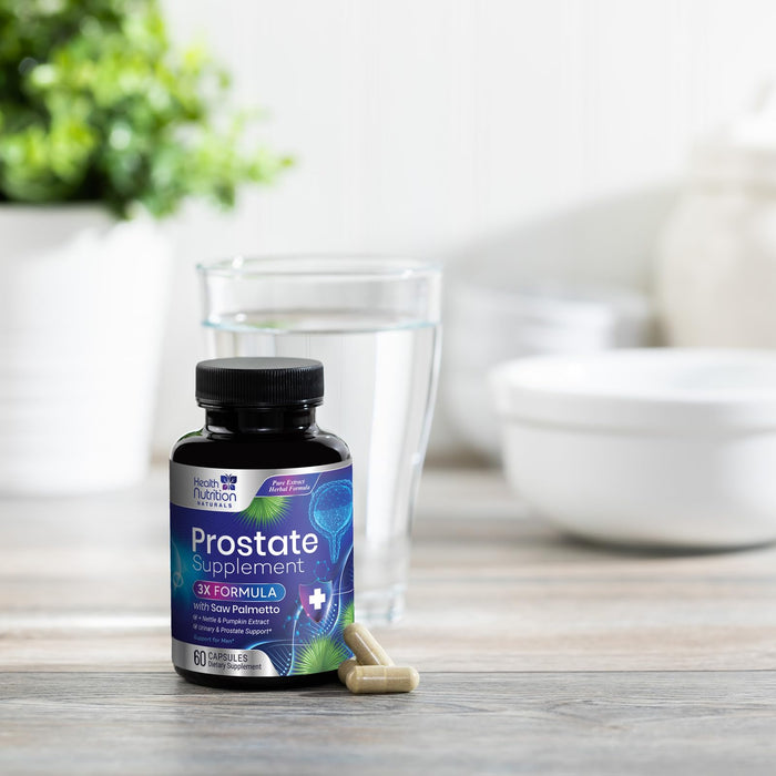 Prostate Health Supplements for Men - Potent 3X Formula with Saw Palmetto, Stinging Nettle, Pumpkin Seed Extract, Bottled in USA, Prostate Supplement for Urinary Support, Vegan, Non-GMO, 60 Capsules