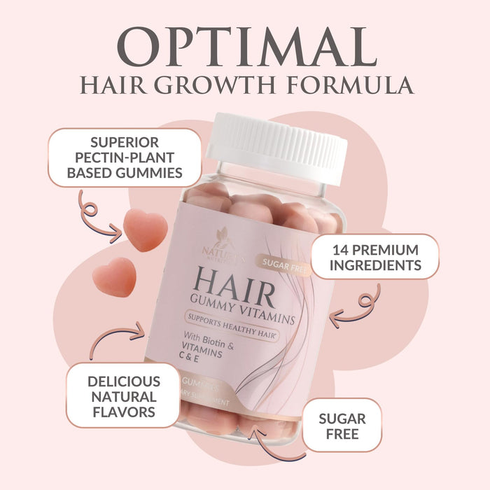 Sugar Free Hair Vitamins Gummies with Biotin 5000 mcg – 60 Gummies