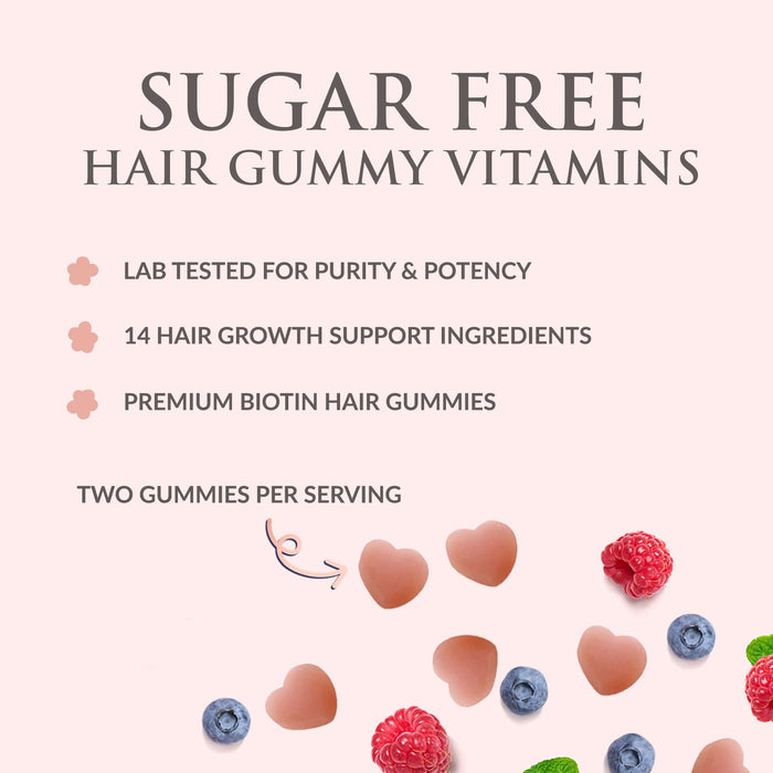Sugar Free Hair Vitamins Gummies with Biotin 5000 mcg – 60 Gummies
