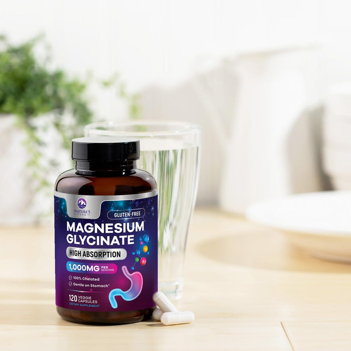 Magnesium Glycinate Supplement Pure 1000 mg Chelated for Max Absorption - Supports Bone, Muscle, Nerve & Heart Health, Sleep Support - Best Magnesium Pills for Whole Body Support - 120 Capsules