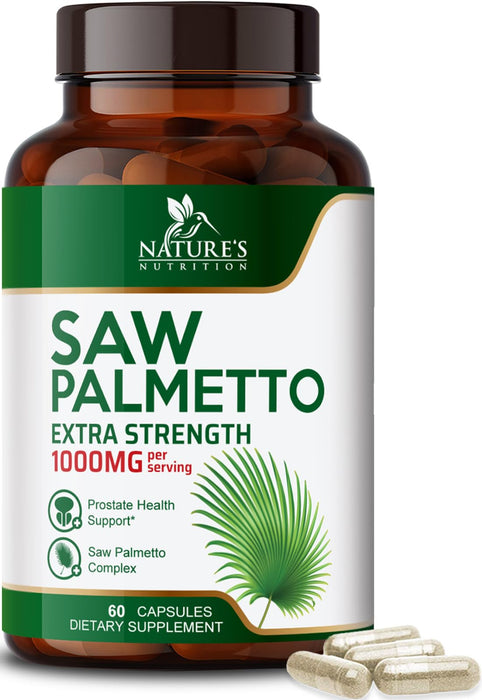 Saw Palmetto for Men 1000MG Prostate Health Supplement - Saw Palmetto Extract Prostate Support Supplement, Prostate Supplements for Men's Health Support, Prostate Urinary Health Support, 60 Capsules