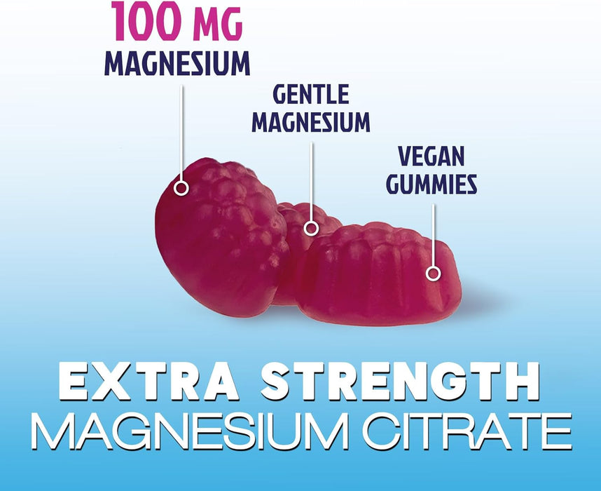 Magnesium Citrate Supplement Gummies - High Absorption Magnesium Gummy for Adults & Kids, Magnesio Citrate Supplements for Bone, Muscle Health, Heart Support, Vegan, Gluten Free, Non-GMO - 60 Gummies