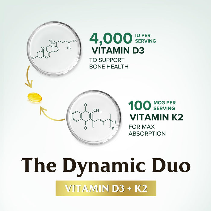 Vitamin D3 K2 5000 IU + with K2 (MK-7) 100 mcg – 120 Softgels