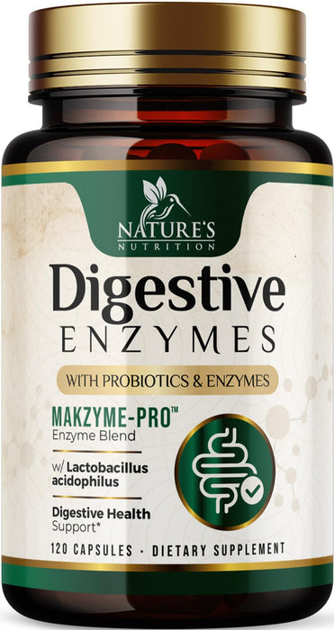 Digestive Enzymes with Probiotics - Probiotic Multi Enzymes with Probiotics and Prebiotics for Digestive Health and Bloating Relief for Women & Men, Daily Enzymes for Gut & Digestion - 120 Capsules