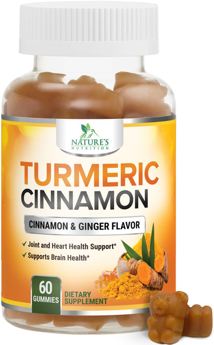 Turmeric Curcumin Gummies with Ginger & Cinnamon – 60 Gummies