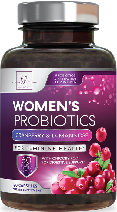 Probiotics for Women - 60 Billion CFU & 16 Strains for pH Balance, Vaginal & Digestive Support, Women's Probiotic with Cranberry for Gut Health, Urinary & Immune Support, Shelf Stable - 120 Capsules