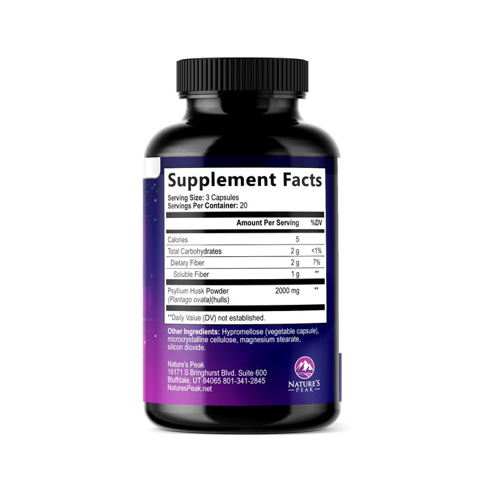 Psyllium Husk Fiber Supplement 1500mg - Vegan Prebiotic, Soluble Fiber for Daily Digestive Health & Regularity Support, Natural Psyllium Powder Caps, Sugar-Free, Non-GMO & Gluten-Free - 60 Capsules