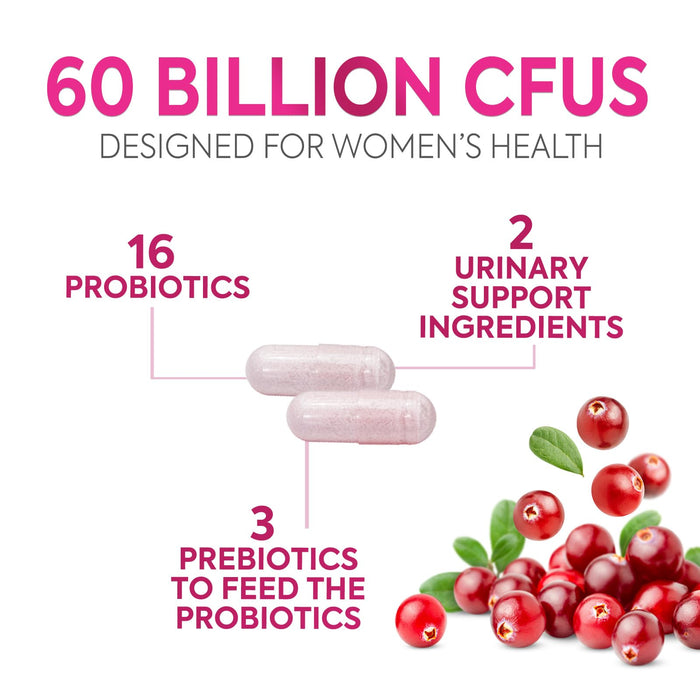 Probiotics For Women 50 Billion CFU - Women's Probiotic For Digestive Health 16 Unique Strains - Daily Vaginal PH Balance & Feminine Health Support, Womens Probiotic With Acidophilus - 60 Capsules