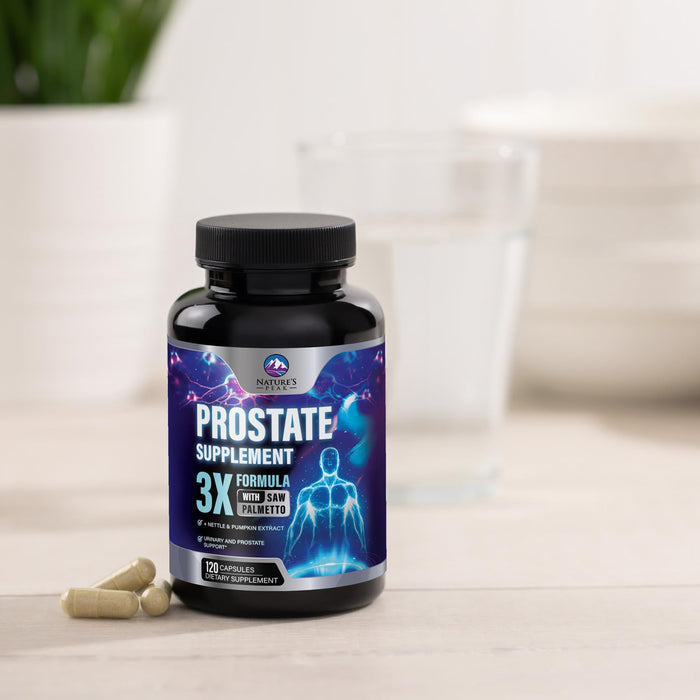 Prostate Health Supplements for Men - Support Complex 3x Formula with Saw Palmetto Blend Stinging Nettle Root & Pumpkin Seed Extract - Supports Bathroom Trips Prostate & Urinary Health - 120 Capsules