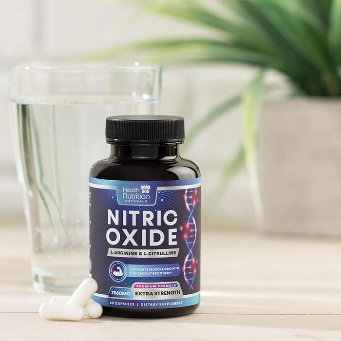 Extra Strength Nitric Oxide Supplement 3X Strength L Arginine, Citrulline Malate, AAKG, Beta Alanine - Premium Muscle Supporting Nitric Booster - Natural Energy & Heart Health Support - 60 Capsules