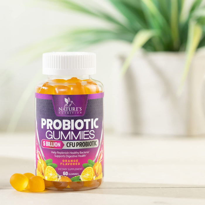 Probiotic Gummies for Women & Men's Digestive Health, 5 Billion CFU, Best Daily Probiotics Gummy for Vaginal, Immune Support & Gut Health, Supports Occasional Constipation Gas & Bloating, 60 Gummies