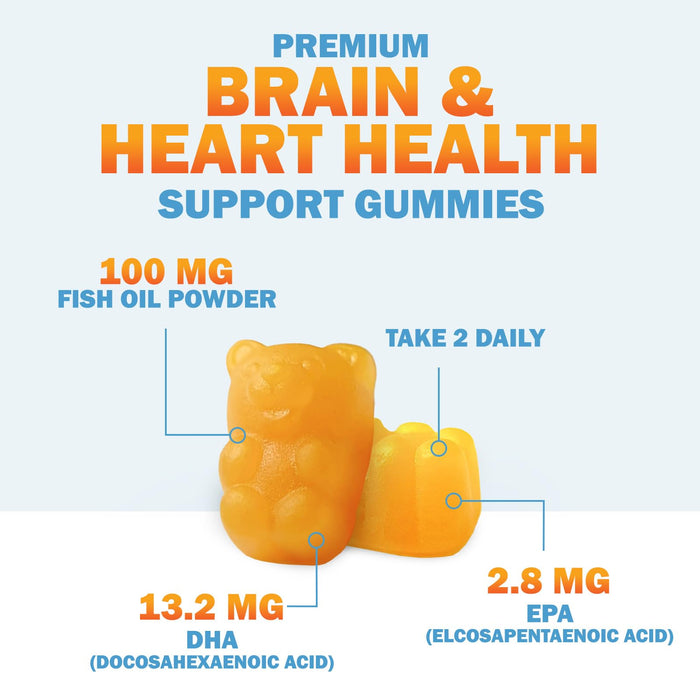 Omega 3 Fish Oil Gummies, Heart Healthy Omega 3 Gummy Supplement with High Absorption DHA & EPA, Extra Strength Joint & Brain Support, Delicious Orange Flavor Fish Oil Nature's Vitamin - 120 Gummies