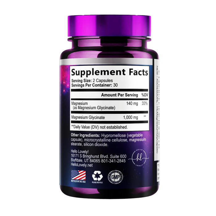 Magnesium Glycinate 1000mg | | Chelated to Support Bone – 60 Capsules