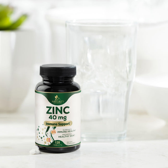 Zinc 40mg Supplements for Women and Men, Supplement for Immune Health Support, Skin Health Support, & Antioxidant Supplement for Adults with Zinc Gluconate 40 mg, High Potency, Non-GMO - 120 Tablets