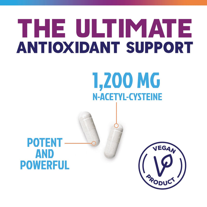 N-Acetyl Cysteine (NAC) 1200 mg – Premium Antioxidant & Immune Support - Glutathione Precursor for Liver, Lung & Respiratory Support – Nature's Fast Absorption, Non-GMO, Gluten-Free - 120 Capsules