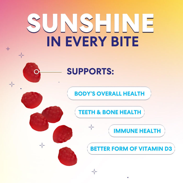 Vitamin D3 Supplement Gummy 5000 IU (125 mcg) Dietary Vitamins D for Men & Women - Bone, Teeth, Muscle & Immune Health Support, High Potency VIT D3 Nature's Non-GMO & Gluten Free - 60 Gummies