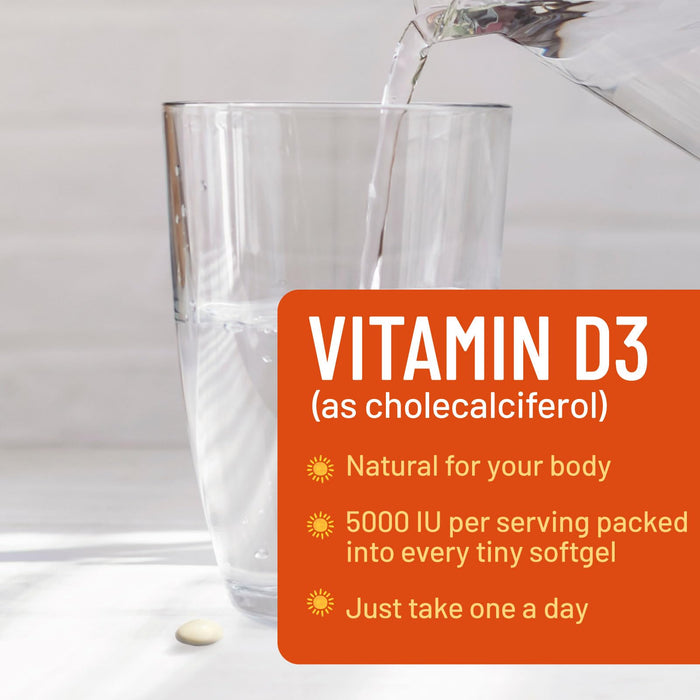 Vitamin D3 5000 IU Softgels (125 mcg) – 60 Count