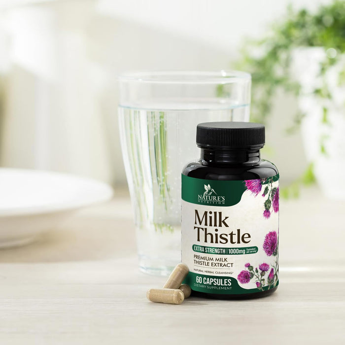 Milk Thistle Extract - Liver Cleanse Detox & Repair Formula with Dandelion Extract 1000mg - Herbal Liver Supplement - Nature's Milk Thistle w/Silymarin Marianum, Supports Liver Health - 60 Capsules