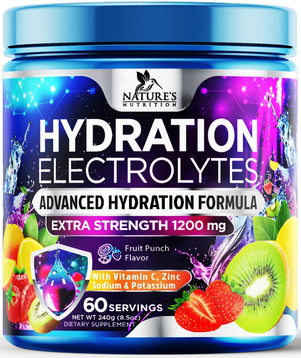 Hydration Replenisher Daily Electrolyte Drink Mix – Hydration Powder for Rapid Hydration with 6 Electrolytes & Minerals, Zero Sugar, Keto, Vegan, Non-GMO & Sugar-Free Electrolyte Powder - 60 Servings