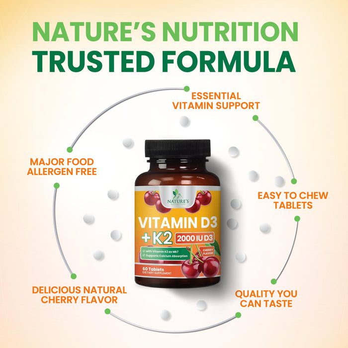 Vitamin D3 K2 2000 IU + with K2 (MK-7) 75 mcg – 60 Tablets