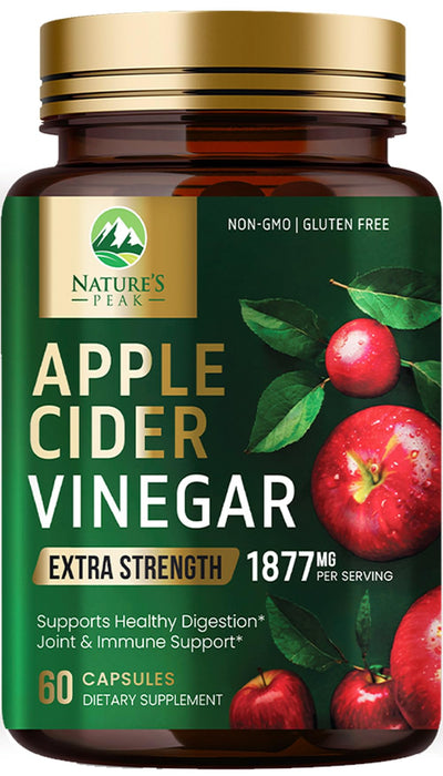 Apple Cider Vinegar Capsules ACV Supplements 1877mg, Vitamin D3, Zinc & Best ACV Supplement Pills Supporting Gut Health for Better Digestion, Immune System Support, Non-GMO & Gluten Free, 60 Capsules