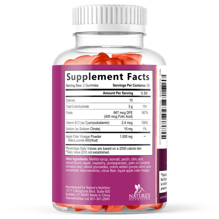 Apple Cider Vinegar Gummies Sugar Free 1000mg for Cleanse – 120 Gummies