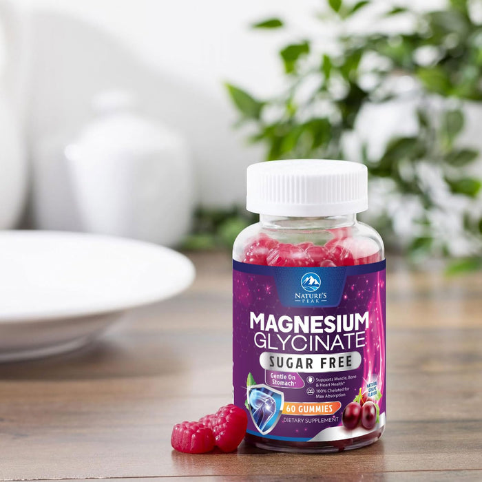 Magnesium Glycinate Gummies | Sugar Free & High Absorption | Chelated to Support Bone, Muscle, Nerves & Heart Health | Sleep & Stress Support Women & Men | Vegan, Gluten Free, Non-GMO | 60 Gummies