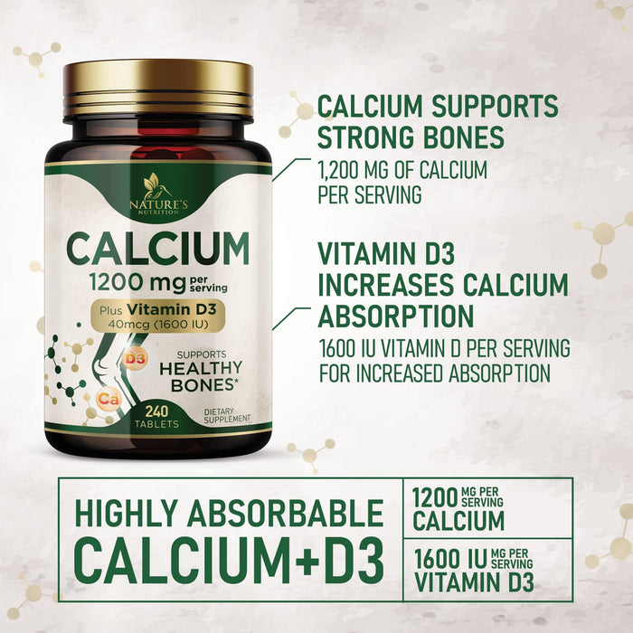 Calcium 1200 mg with Vitamin D3 – 240 Tablets