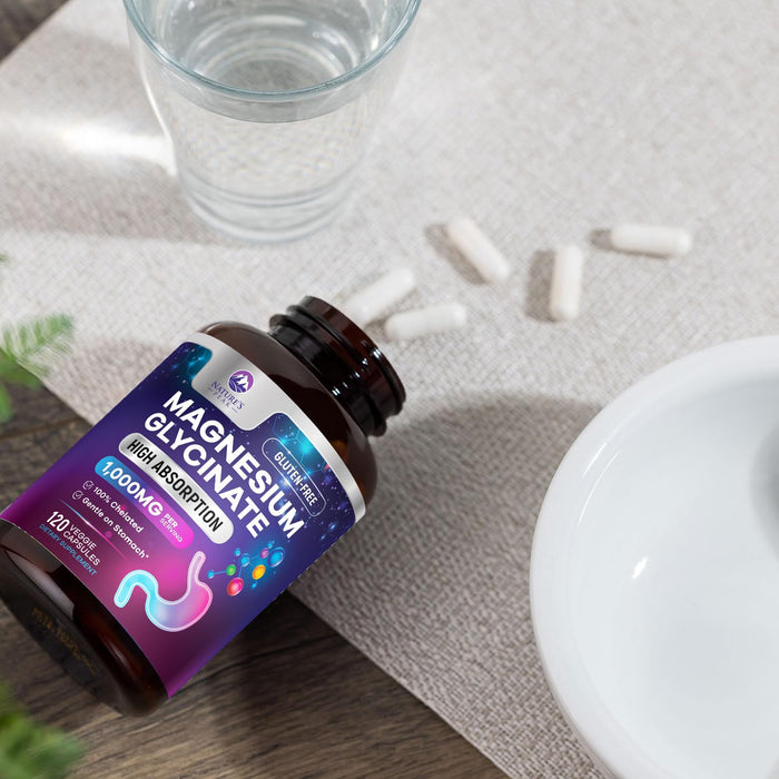 Magnesium Glycinate Supplement Pure 1000 mg Chelated for Max Absorption - Supports Bone, Muscle, Nerve & Heart Health, Sleep Support - Best Magnesium Pills for Whole Body Support - 120 Capsules