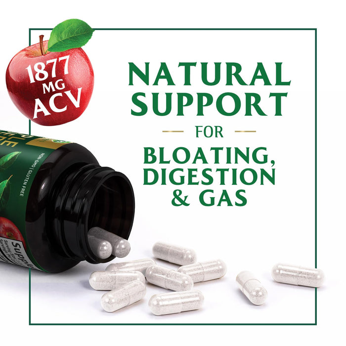 Apple Cider Vinegar Capsules ACV Supplements 1877mg, Vitamin D3, Zinc & Best ACV Supplement Pills Supporting Gut Health for Better Digestion, Immune System Support, Non-GMO & Gluten Free, 120 Capsules