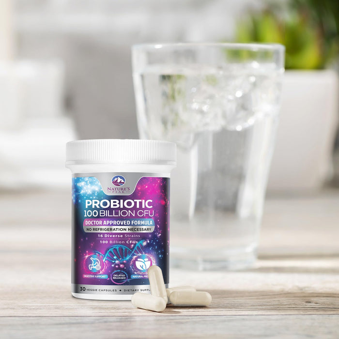 Probiotics 100 Billion CFU Supplement - 16 Strains + Natural Prebiotics - Digestive Health, Gut & Immune Support for Women & Men - Supports Occasional Constipation, Gas & Bloating - 30 Capsules