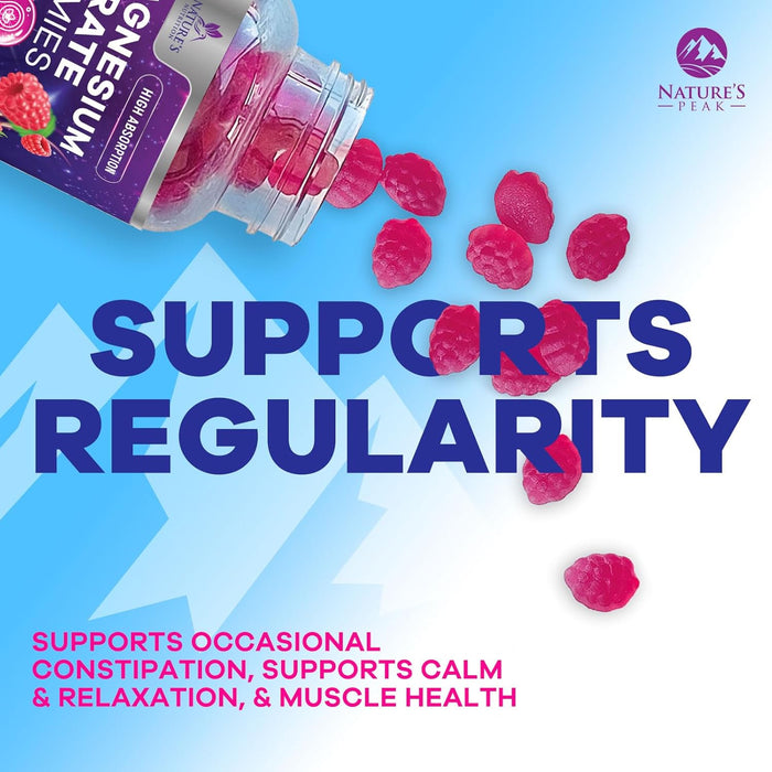 Magnesium Gummies Supplement - High Absorption Magnesium Citrate Supplement for Adults & Kids - Nature's Calm Magnesio Gummy Dietary Supplements for Bone, Muscle Health, Heart Support - 60 Gummies