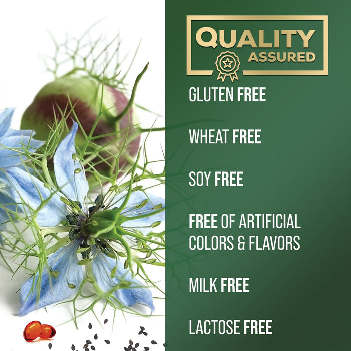 Black Seed Oil Softgels 1000mg - Premium Nigella Sativa Blackseed, Pure Natural Black Cumin Seed Oil & Antioxidant for Skin & Immune Support - Non GMO, Bottled in USA Supplement - 60 Softgels