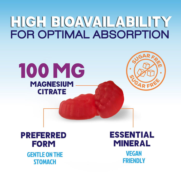 Magnesium Citrate Supplement Gummies Sugar-Free, High Absorption Magnesium Gummy Supplements for Women & Men, Supports Sleep, Heart Health, Bones and Muscles, for Relaxation & Digestion - 60 Gummies