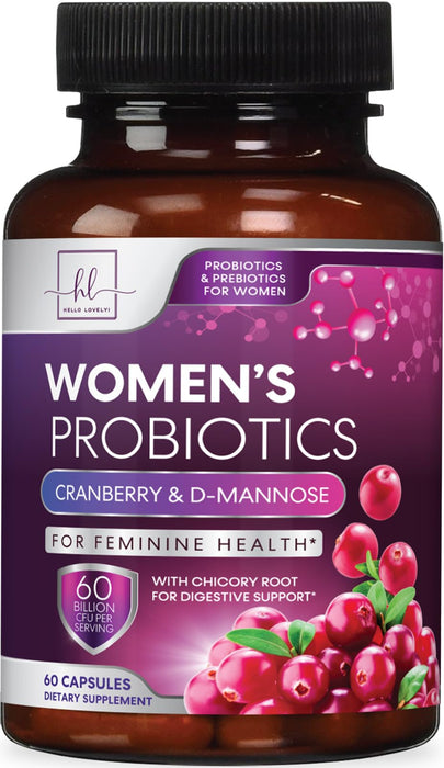 Probiotics for Women - 60 Billion CFU & 16 Strains for pH Balance, Vaginal & Digestive Support, Women's Probiotic with Cranberry for Gut Health, Urinary & Immune Support, Shelf Stable - 60 Capsules