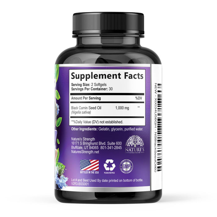 Black Seed Oil Capsules 1000mg with Thymoquinone – 60 Softgels