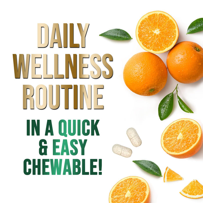 Vitamin C Chewable 1000mg - Extra Strength Antioxidants for Powerful Immune Support w/Vitamin C & Rose HIPS - Potent Dietary VIT C Chews Supplement, Natural, Vegan, Gluten-Free, Non-GMO - 60 Tablets